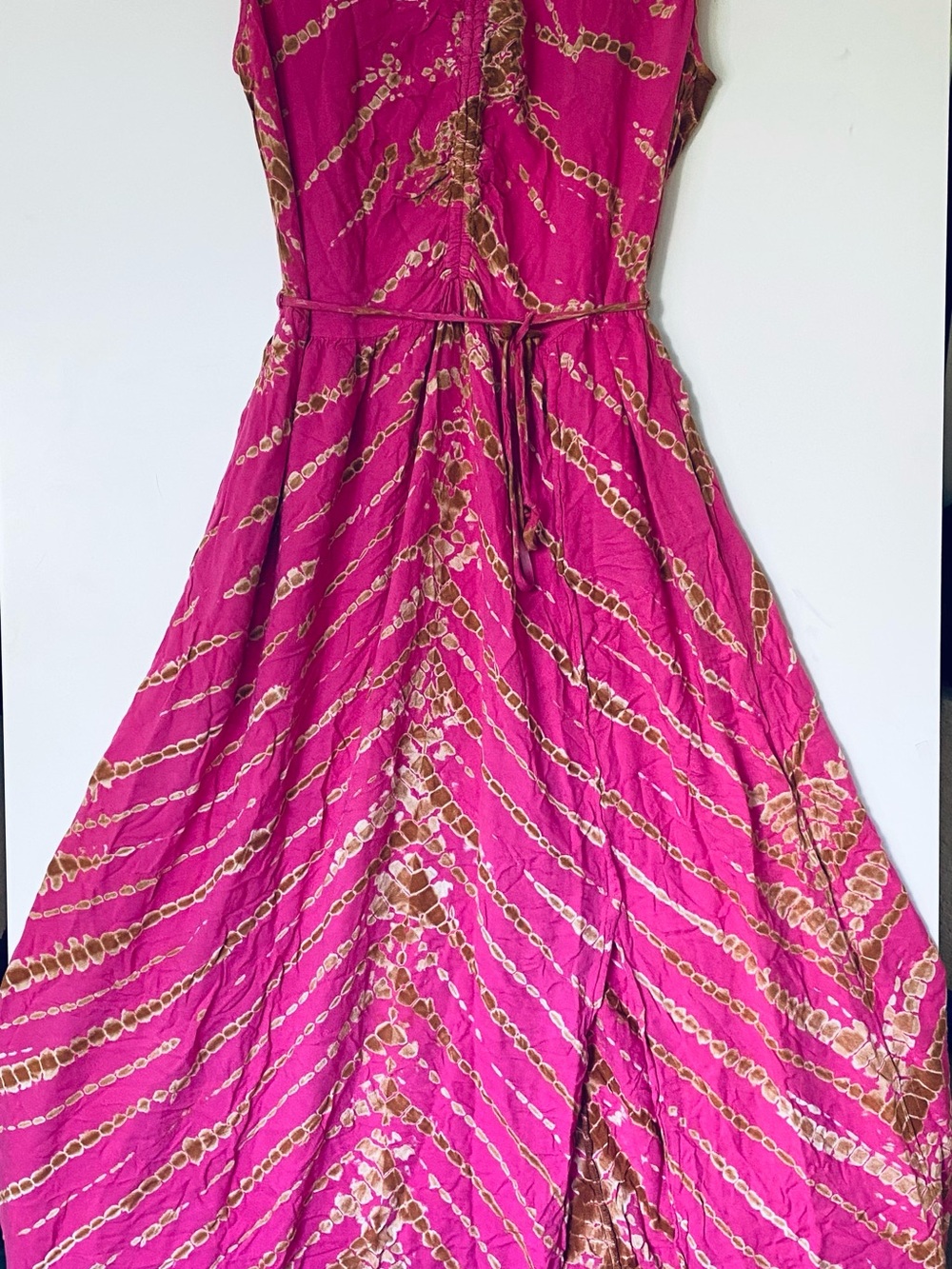 YFB  Pink Tie Dye Maxi Dress Boho Casual Chic  Summer Resort Beach Size L